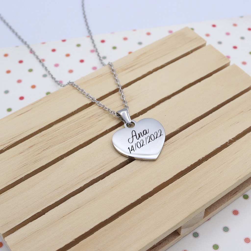 Collar corazón acero para grabar Regalos personalizados murcia