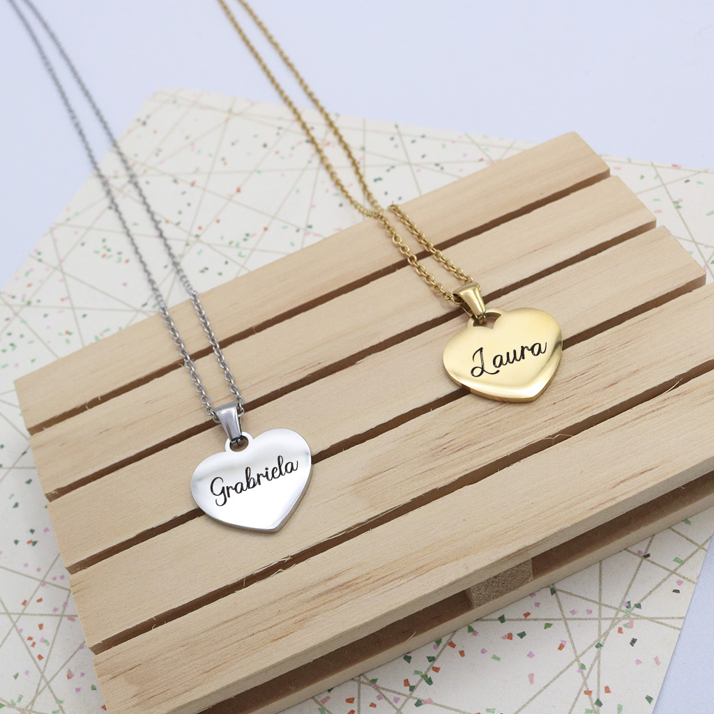 Collar corazón acero para grabar Regalos personalizados murcia